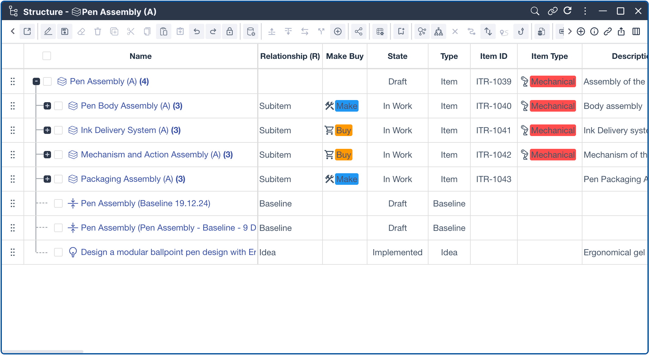 Flexible attributes update with BOM management