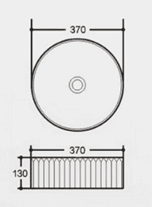 370 x 370 x 130 mm Round Gloss White Fluted Above Counter Ceramic Basin