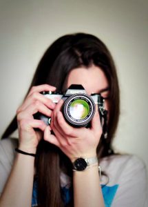 woman using camera
