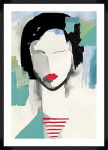 Girl with Red Stripes I - 5cm White Border