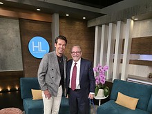 Adam Miller with his dog McLovin’ on the set of KPRC 2 Houston Life