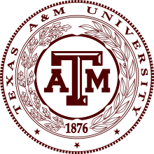 220px-texas_am_university_seal A logo of Texas A&M University featuring a circular seal with a central "ATM" monogram and a wreath, representing the institution's legacy since 1876.