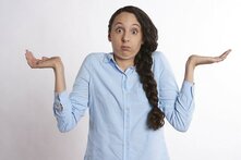 Confused woman watching a presentation