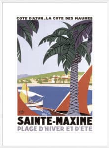 Vintage Sainte Maxime Roger Broders - 10cm Mount Board Box White