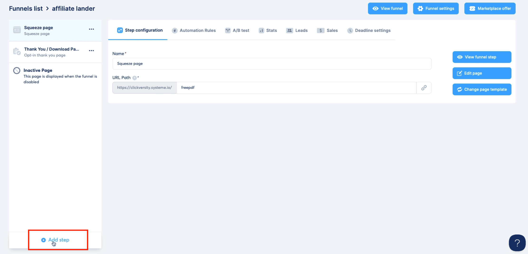 Privacy Policy and Terms & Conditions Pages in Systeme.io