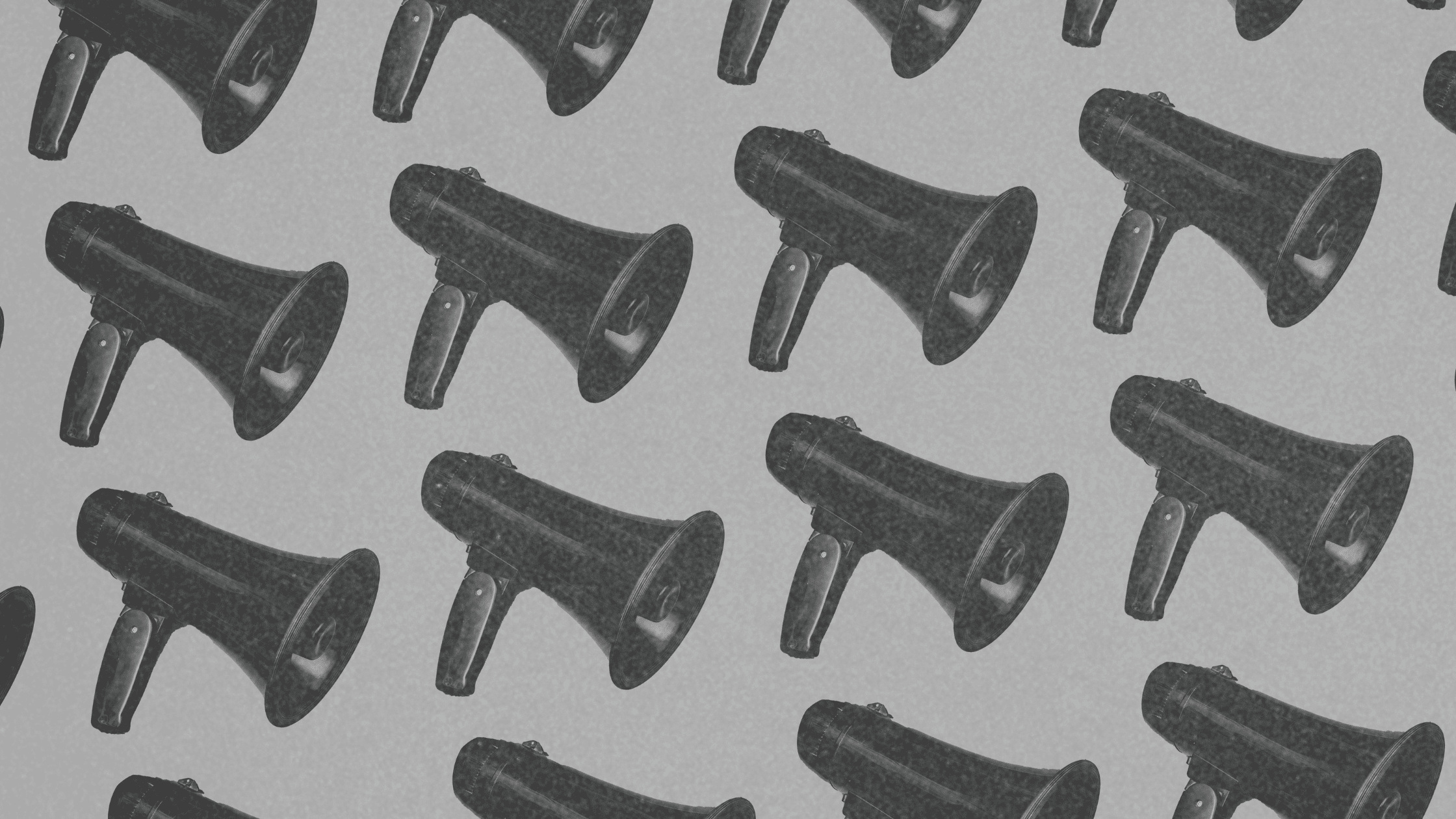 digital layout of megaphones symbolizing AI in event marketing, representing how artificial intelligence enhances audience engagement and event promotion.
