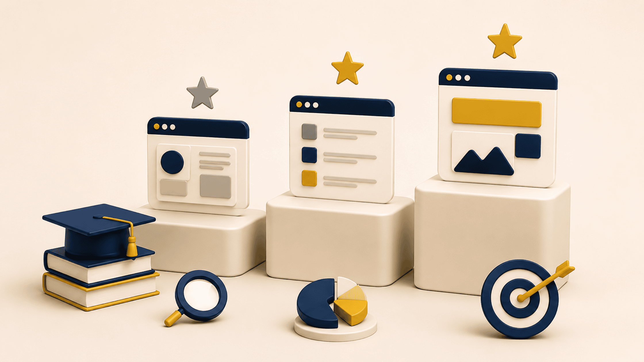 3D illustration showing SEO course fees in India with course learning