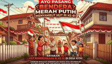Kepala Dusun Babatan, Desa Sekarbagus, Kecamatan Sugio, Kabupaten Lamongan, Agus Hadi Susanto, mengajak seluruh warga mengibarkan Bendera Merah Putih selama satu bulan penuh.