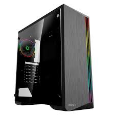 PC de escritorio con diseño moderno y potente, ideal para gaming y trabajos intensivos, equipado con componentes de alto rendimiento y luces RGB personalizables para una experiencia única.