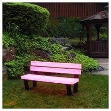 LED illuminated park bench for outdoor event decor.