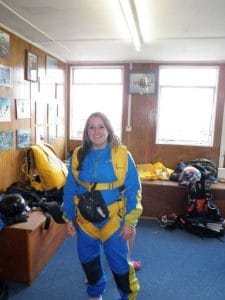 Samantha suited up to skydive