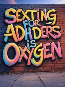 a sign on a brick wall that says Sexting for ADHDers is Oxegen as part of ADHD sexting