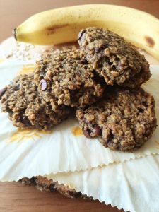 Banana chocolate chip cookies from the side