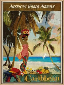Vintage Travel Caribbean - Canvas Gallery Natural