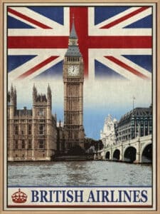 Vintage Travel London - Canvas Gallery Natural