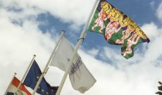 Wishes and Warnings in the Wind II, Luxembourg, 1997. Place des Martyrs, Ave. de la Liberté: The Pillars of Hard Currencies, 2 x 3 m