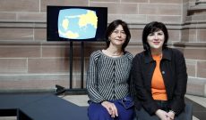 Elisa Nocente + Myriam Thyes with video Mutable Worlds @ Infinite Encounters, Liverpool Cathedral, May 2024. Photo: Megan Plowman