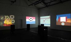 Flag Metamorphoses, partizipatives Projekt von Myriam Thyes, Ausstellung mit 6 Projektionen, Künstlerzeche Unser Fritz, Herne, 2012