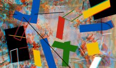 Myriam Thyes, Cross and Plane to Space, 2017, 3D HD video. Anaglyphe 3D still for stereo-glasses (red / cyan)