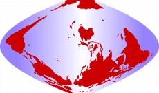 Myriam Thyes, Mutable Worlds, Digitale Grafik, 2004. Luft, 90 x 140 cm, Mercator-Sanson-Projektion.