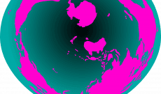 Myriam Thyes, Mutable Worlds, Digitale Grafik, 2004. Herz, 100 x 114 cm, Bonne-Projektion.
