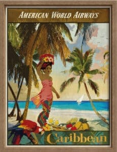 Vintage Travel Caribbean - Canvas on Board Coyote Oak Shelf