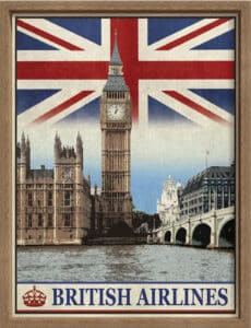 Vintage Travel London - Canvas on Board Coyote Oak Shelf