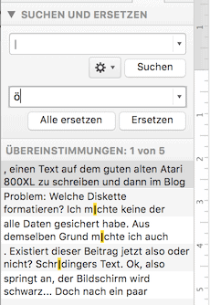 Suchen-Ersetzen-Dialog in Word
