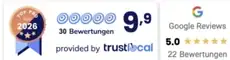 Trustlocal Bewertung 9,9 von 10 und Google Reviews 5,0 Sterne für Entrümpelungspartner Thüringen