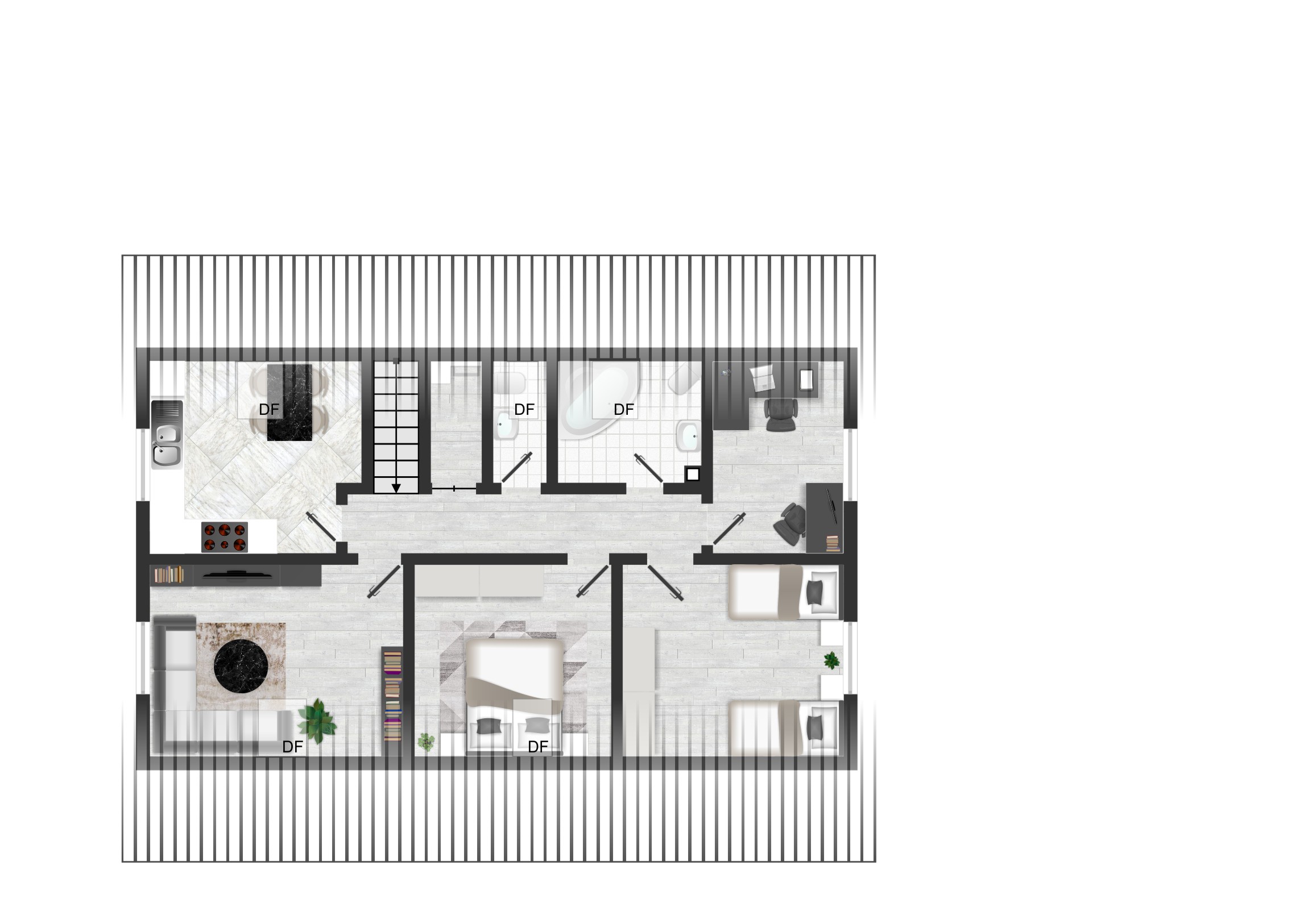 Dachgeschoss – schematische Grundrissdarstellung