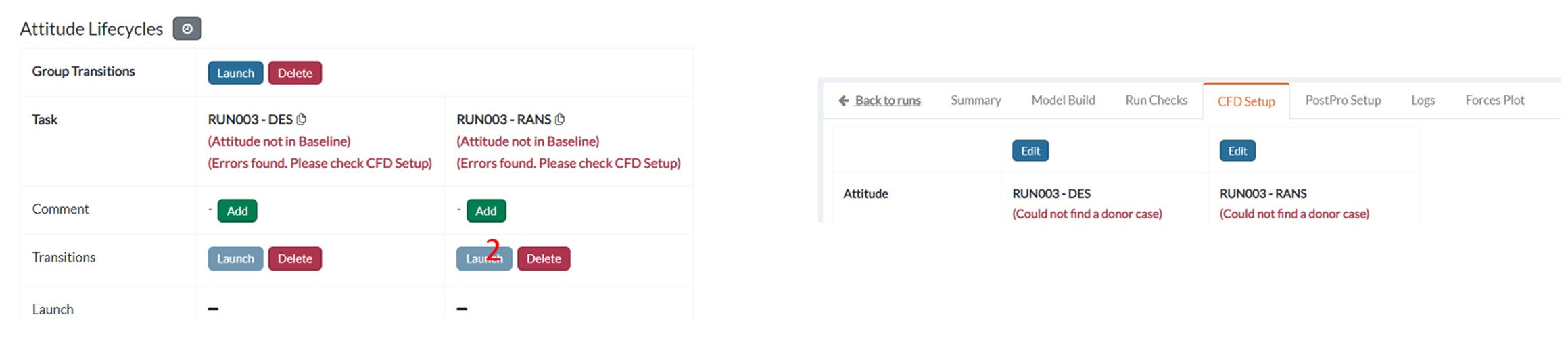 Errors in the setup