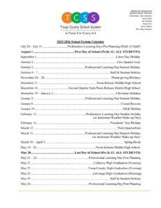 Troup County schools calendar 25-26