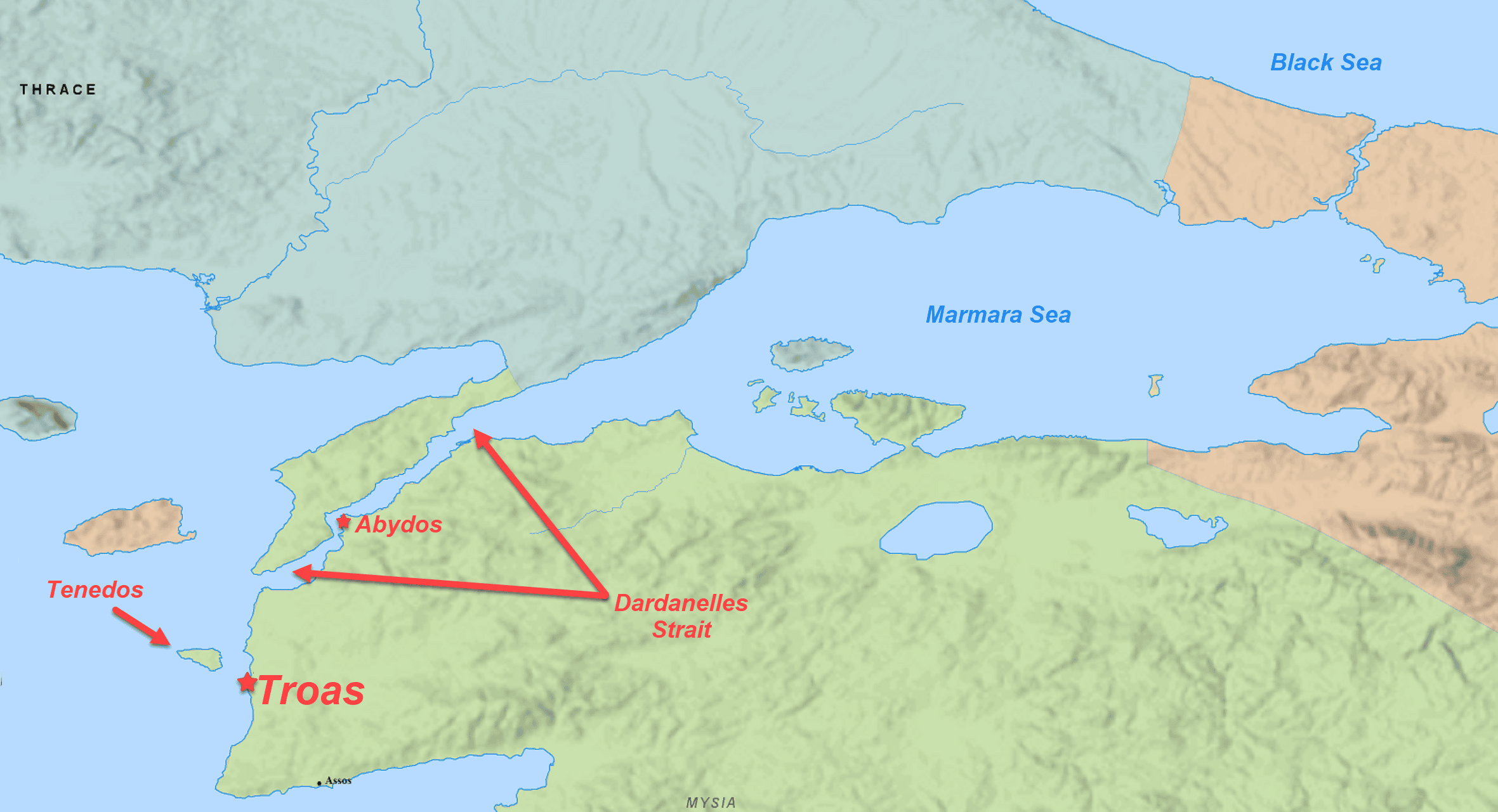 Dardanelles Strait, Tenedos, and Abydos