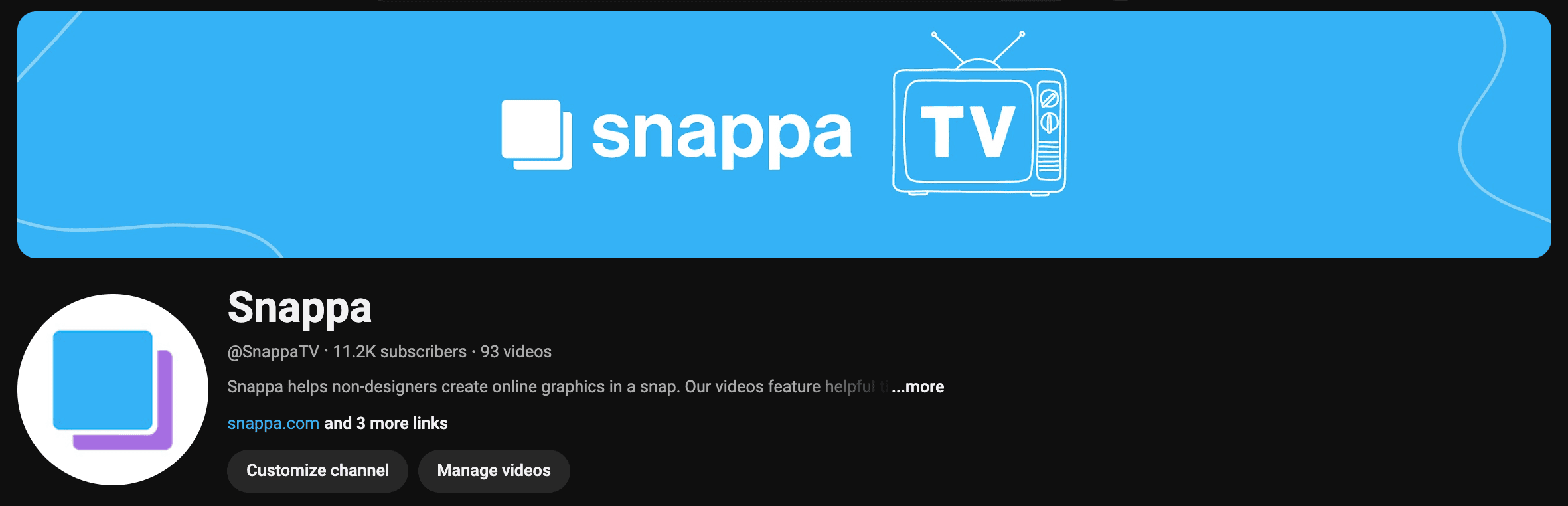 An image of a YouTube banner design example on Snappa's YouTube channel