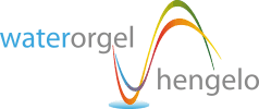 Logo van Waterorgel Hengelo met kleurrijke golven in blauw, groen, oranje en paars.