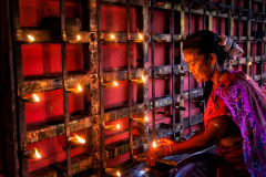 Lighting up the candles