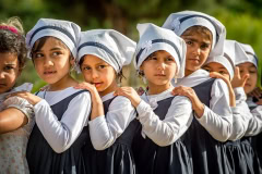 School kids in Eram Garden, Shiras School kids in Eram Garden, Shiras