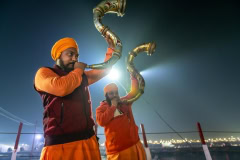 Trompeter auf der Ardth Kumbh Mela in Praygraj 2019
