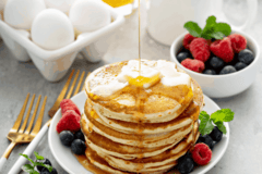 Try this easy, quick, and fluffy pancake recipe without buttermilk and your weekends will never be the same! They are so yummy with some syrup. Or add some peanut butter and chocolate chips!