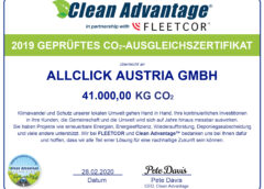 Allclick setzt sich für den Klimaschutz ein Foto: Allclick von Clean Advantage ausgezeichnet