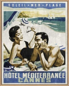 Vintage Travel Cannes - Canvas Gallery Natural
