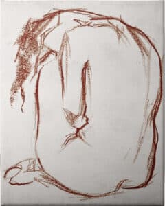 Rust Charcoal Nude Study II - Unframed Canvas Unframed Canvas