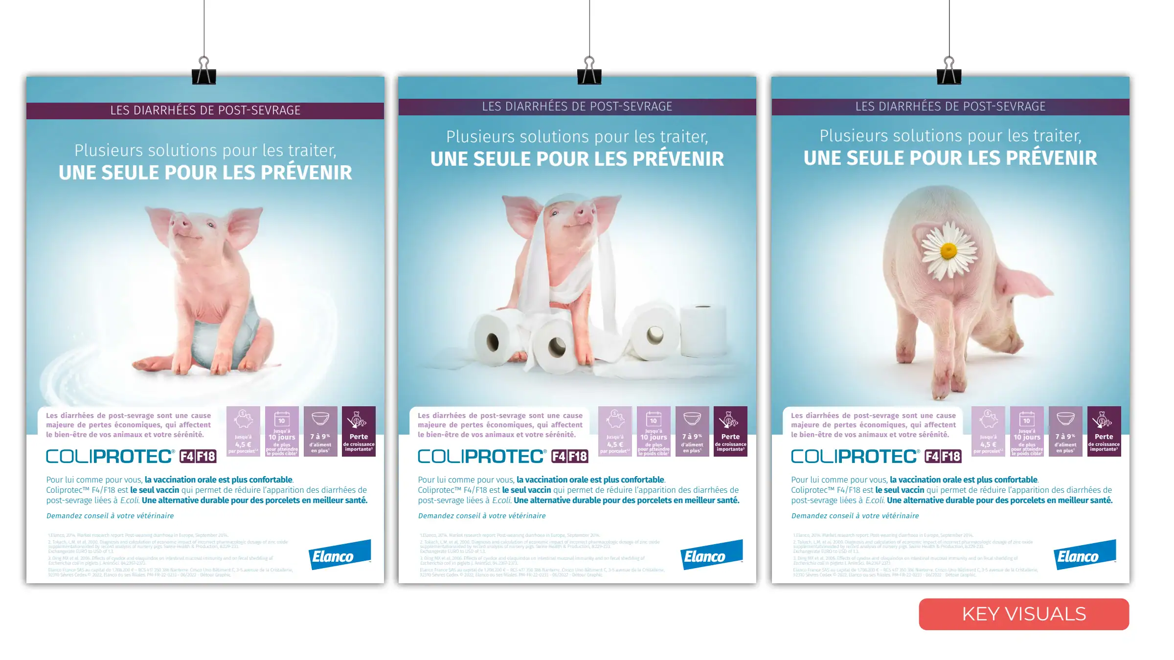 Coliprotec : les trois visuels de la campagne produit.