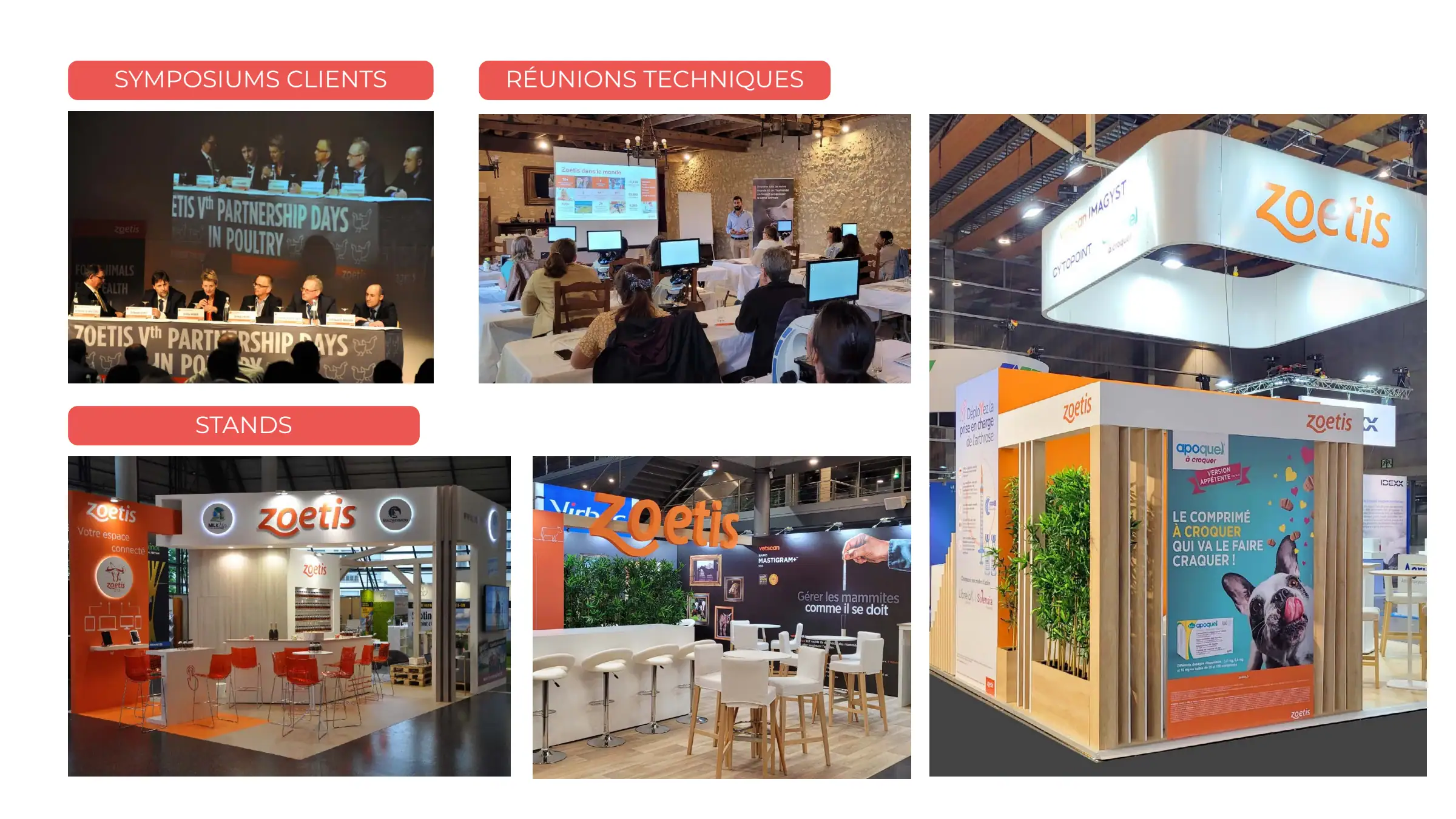 Stands et espaces de rencontres professionnelles.
