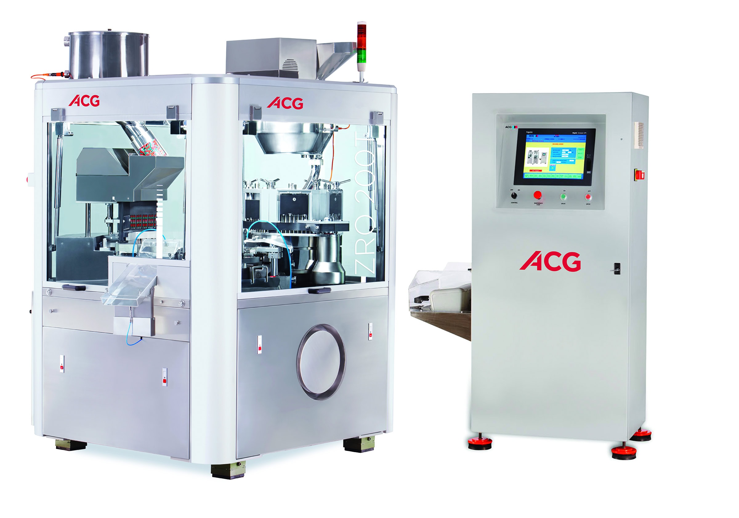 ACG kapsulirka (AF90T) za kapsuliranje u farmaceutskoj industriji iz dva ugla.