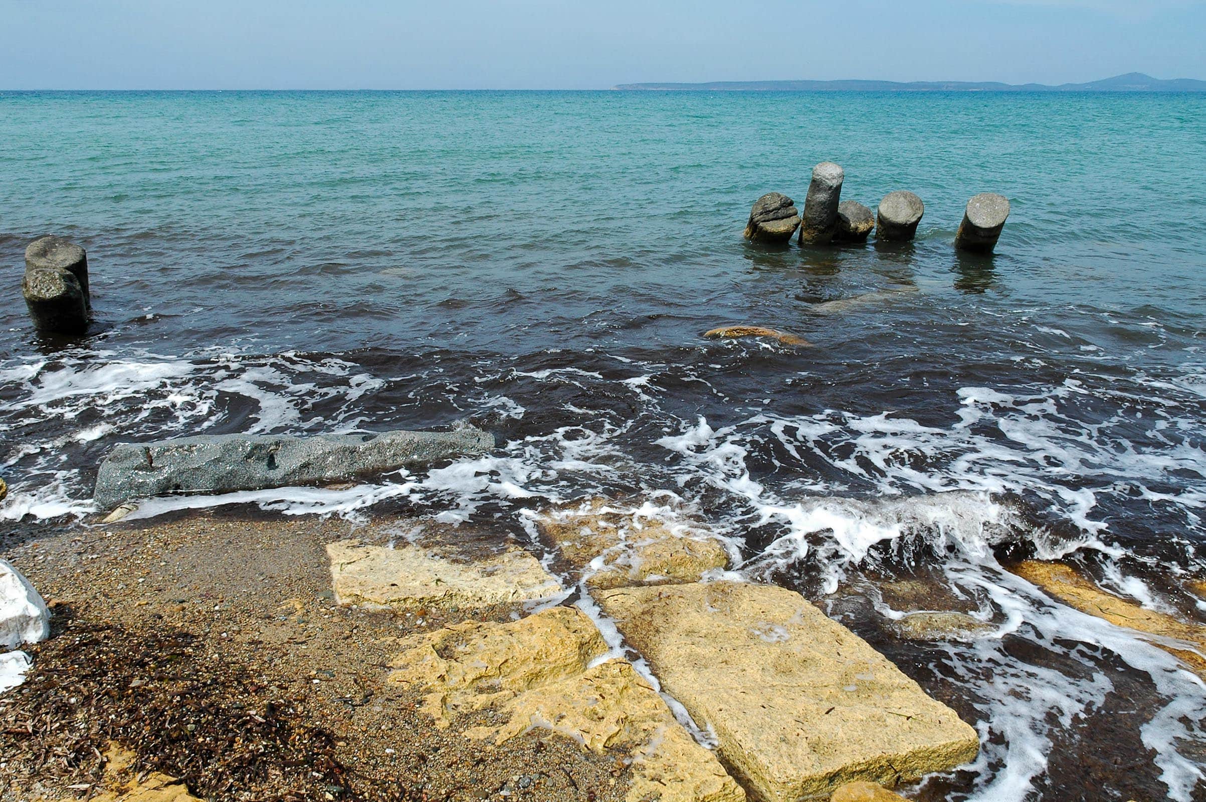 Troas ancient harbor remains