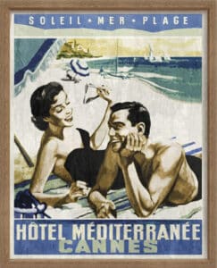 Vintage Travel Cannes - Canvas on Board Coyote Oak Shelf
