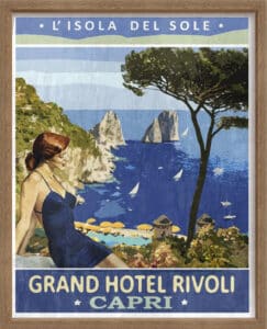 Vintage Travel Capri - Canvas on Board Coyote Oak Shelf