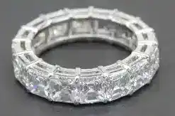 Diamond tennis bracelet with sparkling square-cut stones.