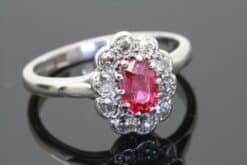 Ruby and Diamond Cluster Ring